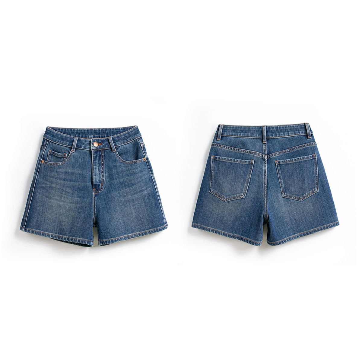 High-Rise Whisker Denim Shorts