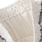 Y2K Polka Dot Graphic Ruffle Waist Baggy Wide-Leg Bermuda Denim Shorts