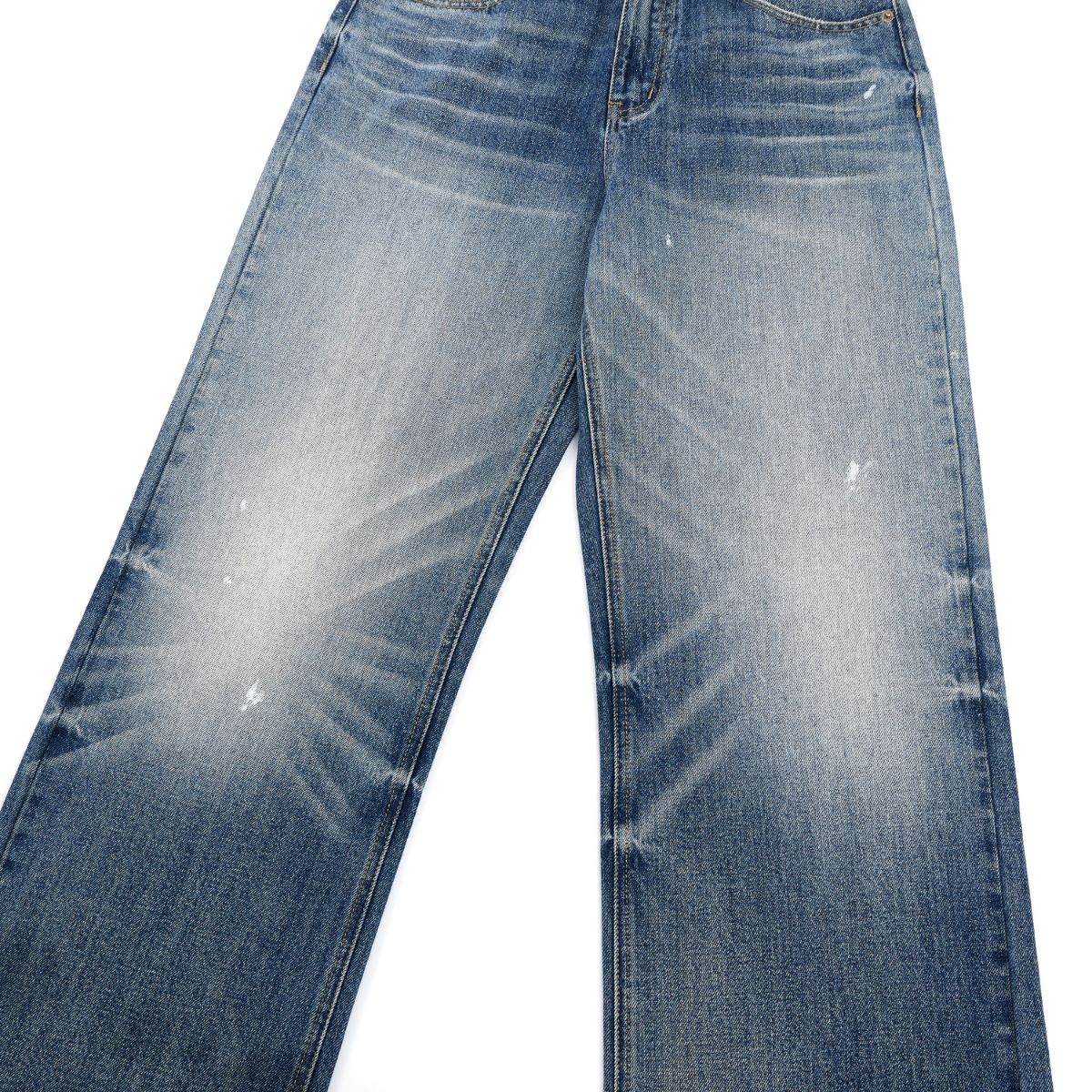 Vintage Splash Paint Washed Whisker Denim Pants