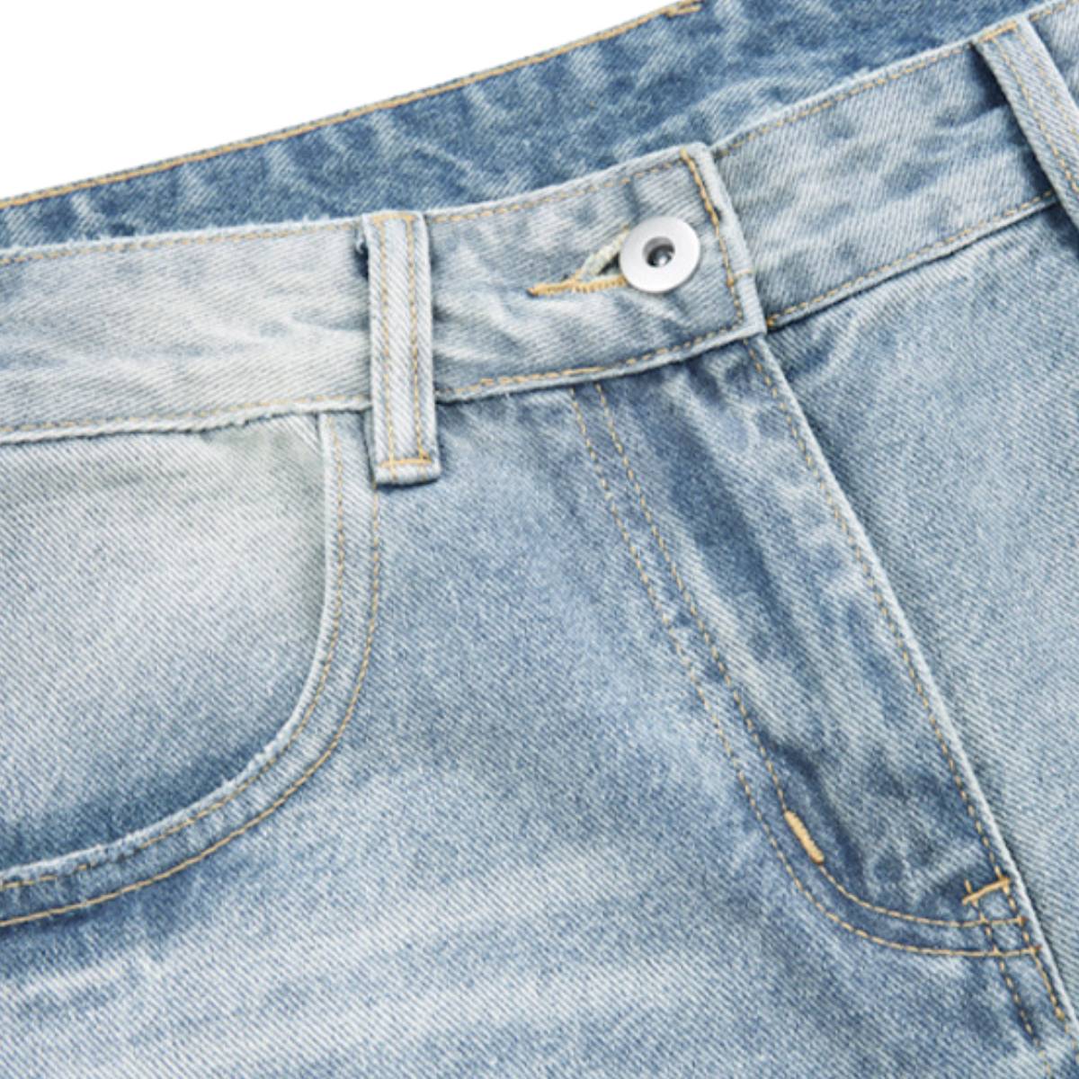Washed Whiskered Balloon Fit Denim Jeans