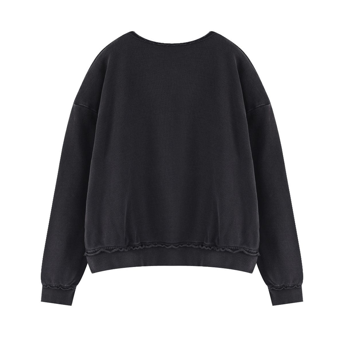 Loose Crew Neck Raw Edge Washed Sweatshirt