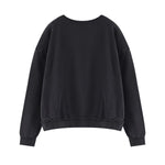 Loose Crew Neck Raw Edge Washed Sweatshirt