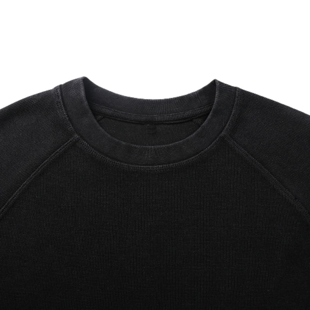 Washed Waffle Cotton Raglan Long Sleeve Tee 340G
