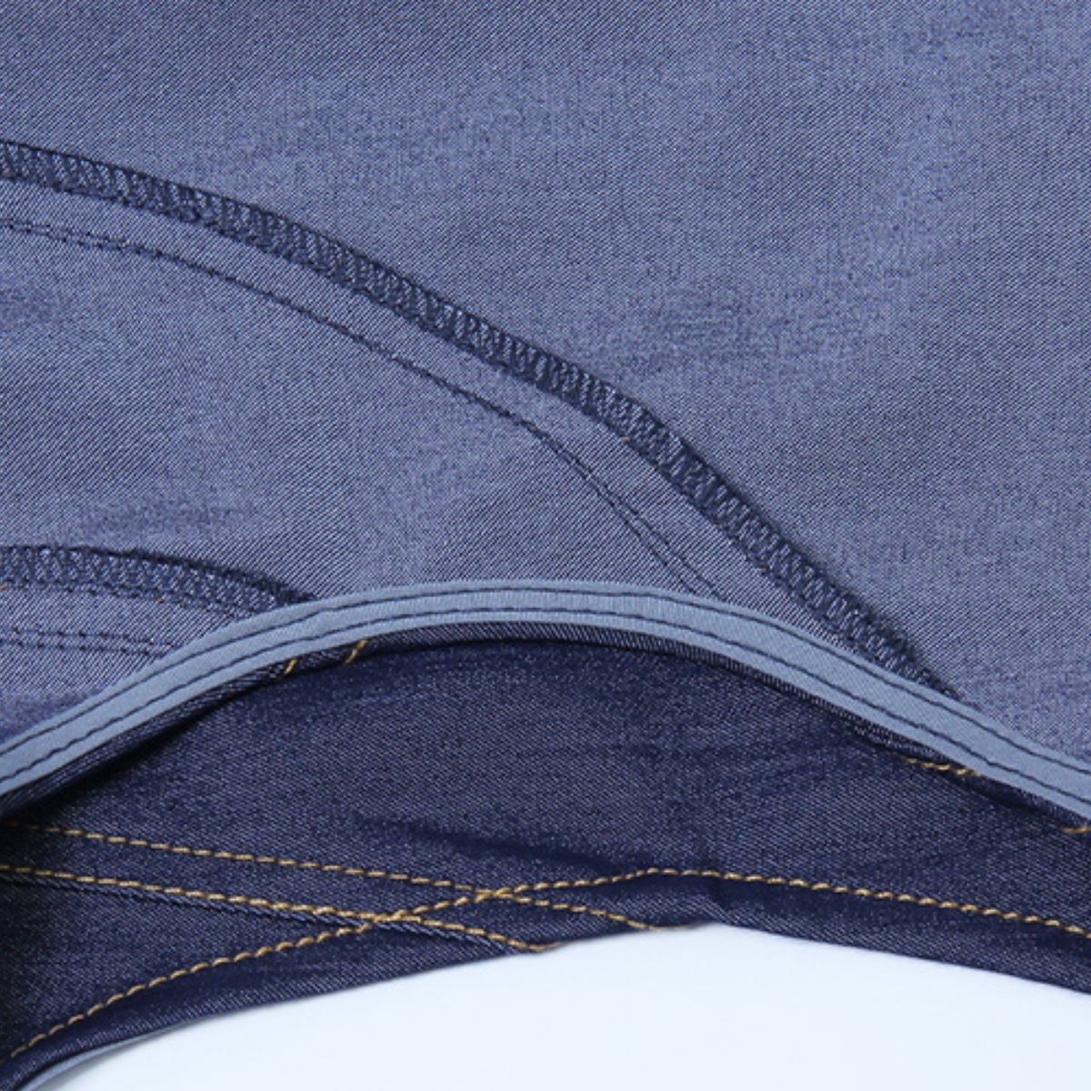 Round Neck A-Line Denim Midi Dress