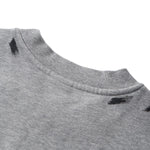 Cotton Terry Washed Distressed Graffiti Drop‑Shoulder Crewneck Sweatshirt