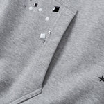 Retro Punk Metal Heat Transfer Patch Rivet Boxy Cut Hooded Sweatshirt