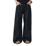 Embroidered Black Washed Baggy Jeans