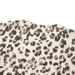 Leopard Print Waffle‑Knit Crew Neck Long Sleeve T‑Shirt