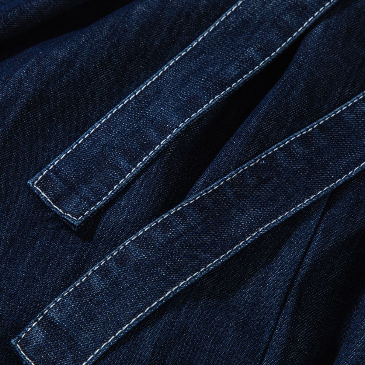 Denim Sleeveless Belted Midi Dress