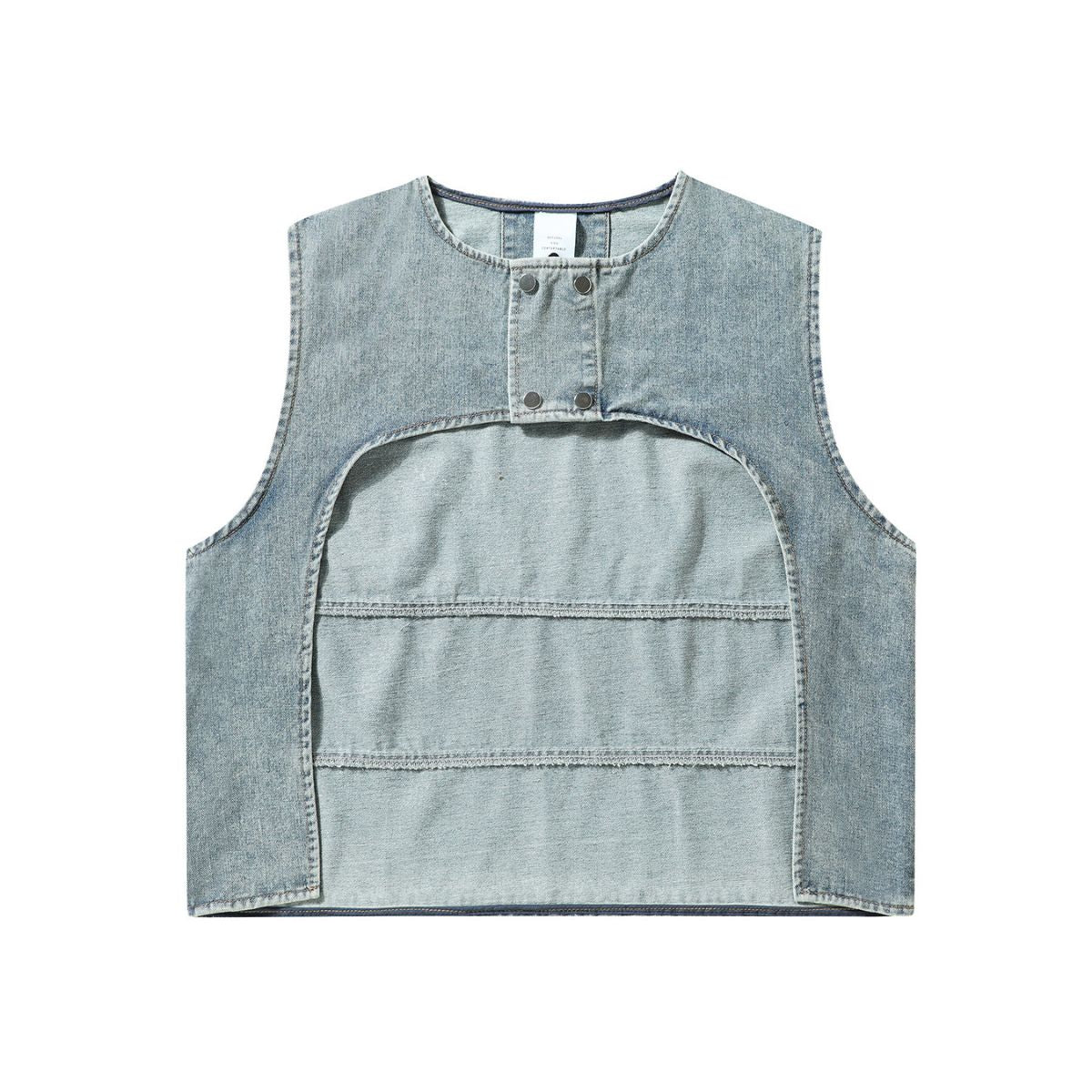 Washed Cut-Out Denim Vest