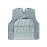 Washed Cut-Out Denim Vest