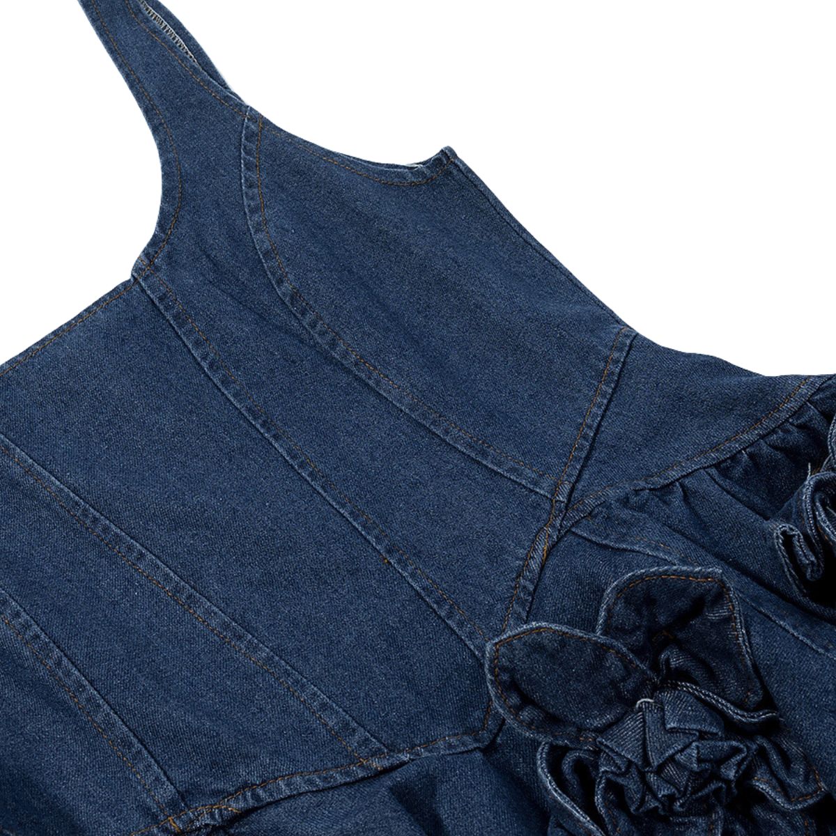 Falda vaquera con bordado de perlas y lavado vintage