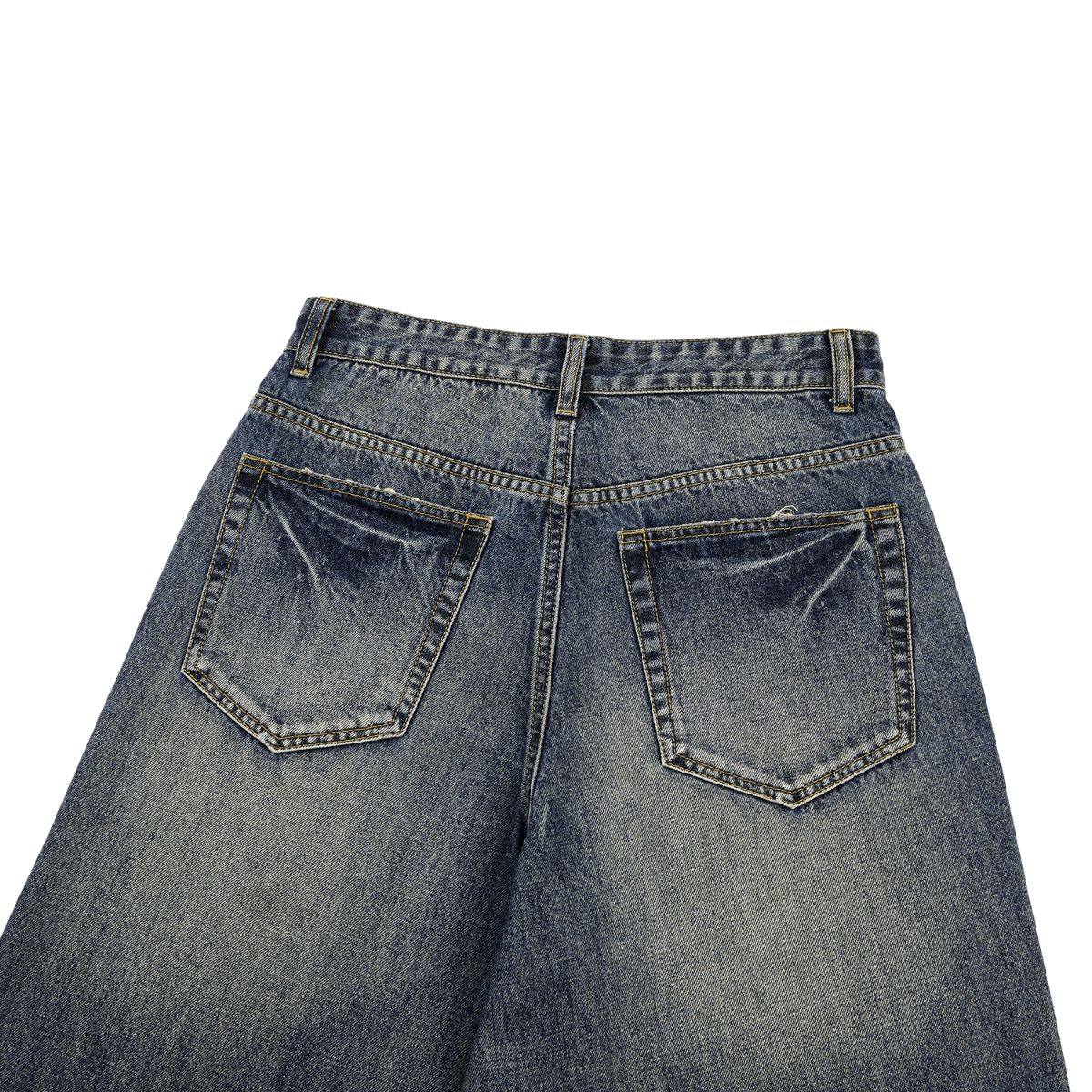 Loose Straight‑Leg Vintage Whiskered Jeans