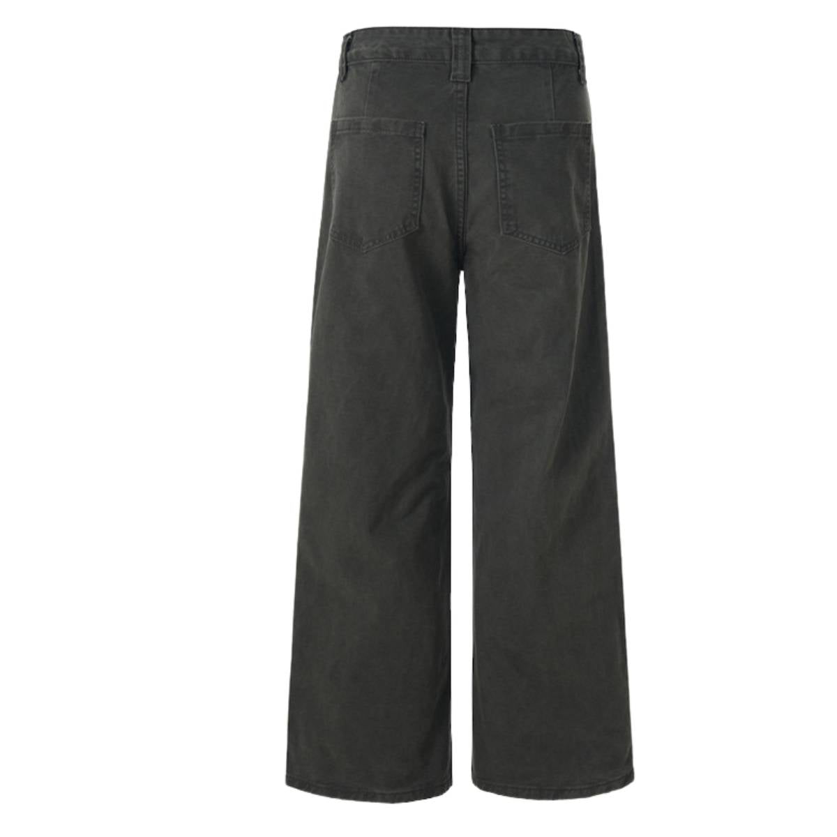 Pantalones de algodón con pierna ancha y color liso