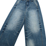 Vintage Blue Wide‑Leg Jeans With Side Pleat Details