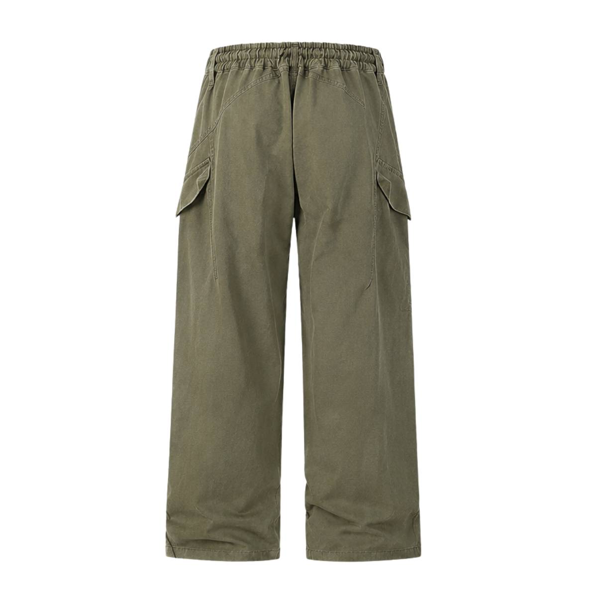 Washed Solid Wide Relaxed Workwear Pants