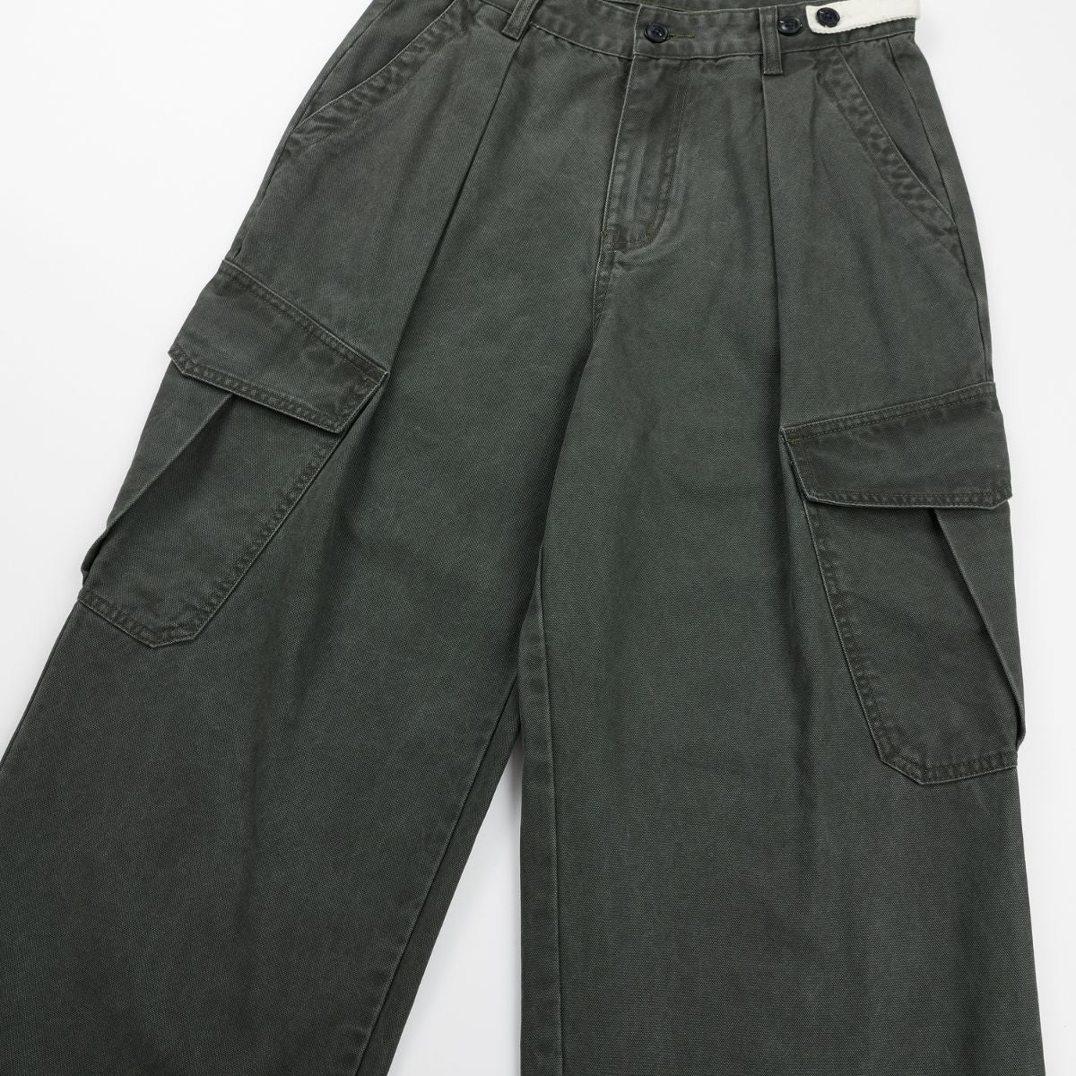 Pearl‑Canvas Martin Dark Green Cargo Pants