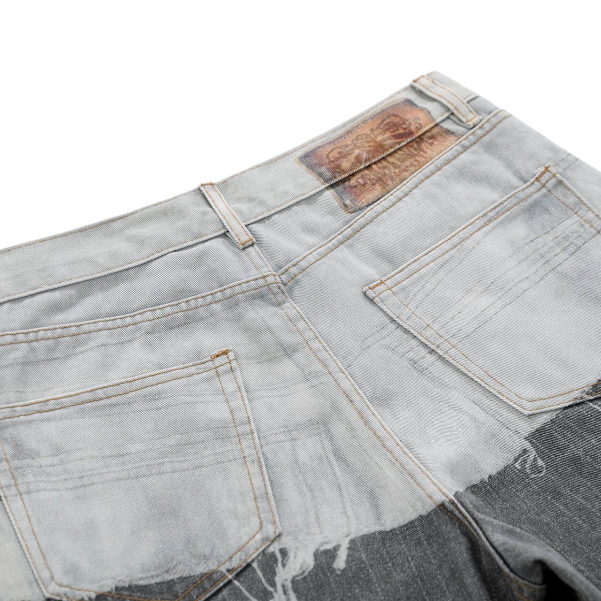 Streetwear Deconstructed Panel Stripe Flare Jeans
