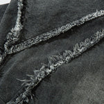 Oversized Stand-up Collar Washed Distressed Denim Jacket