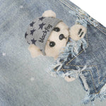 Washed Vintage Star Print Dog Distressed Relaxed Wide-Leg Bermuda Shorts
