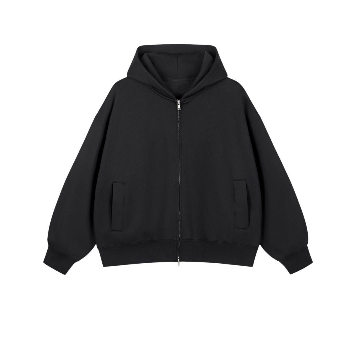 Solid Color Double-Slider Zipper Fleece Hoodie