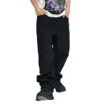Solid Embroidered Relaxed Straight Leg Jeans