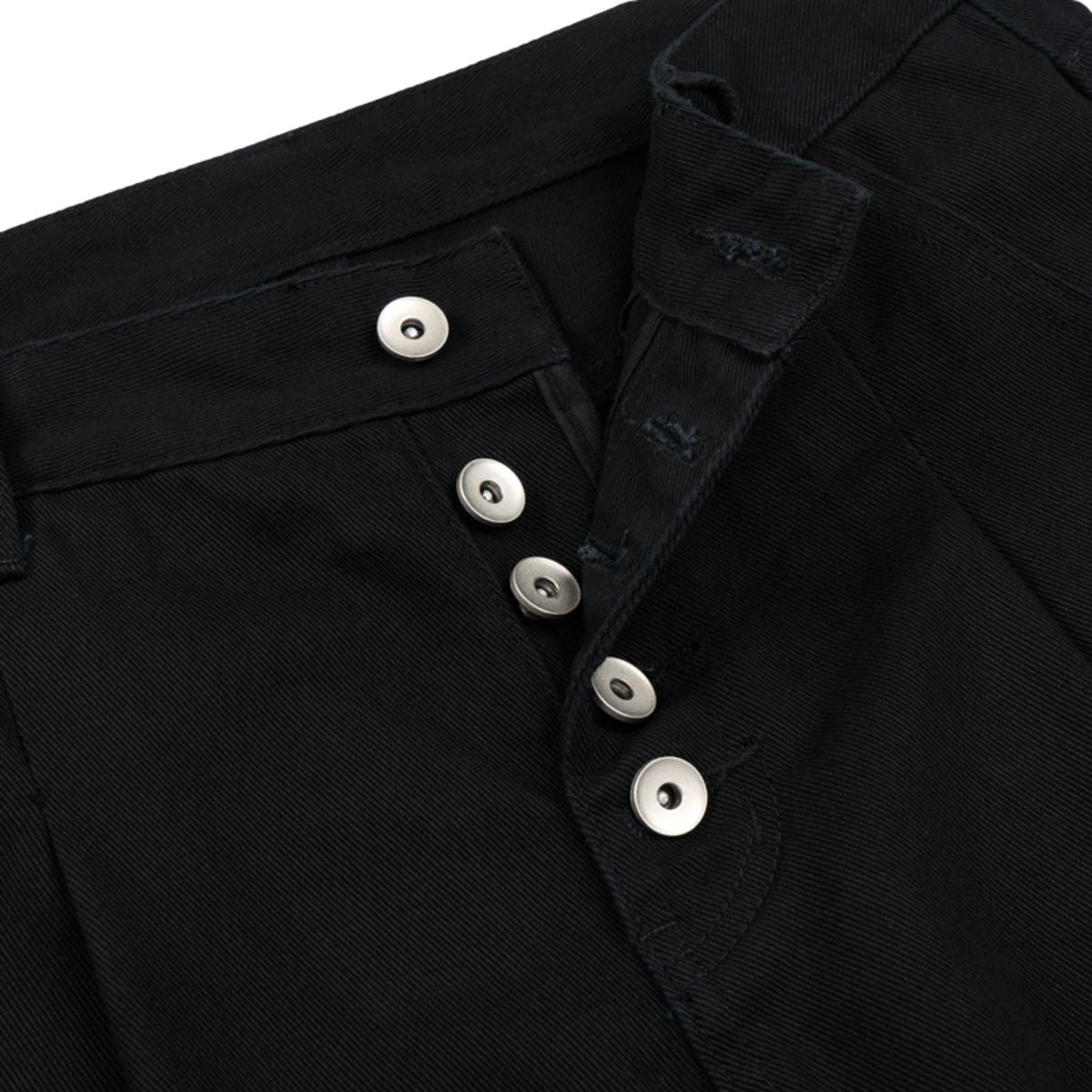 Button‑Fly Pleated Wide Leg Trousers