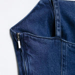 Falda vaquera con bordado de perlas y lavado vintage