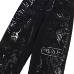 Smoke Rise Graffiti Black Wide-Leg Printed Jeans