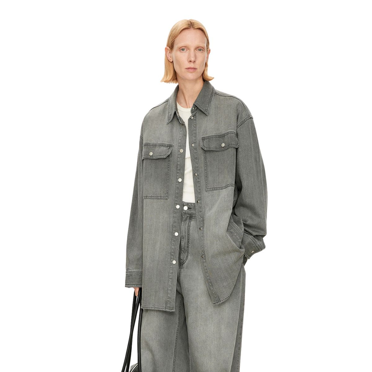 Vestido midi vaquero sin mangas con botones y aberturas en la parte delantera