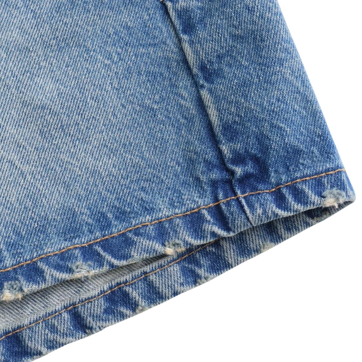 Crossover Asymmetric Waist Distressed Denim Mini Skirt