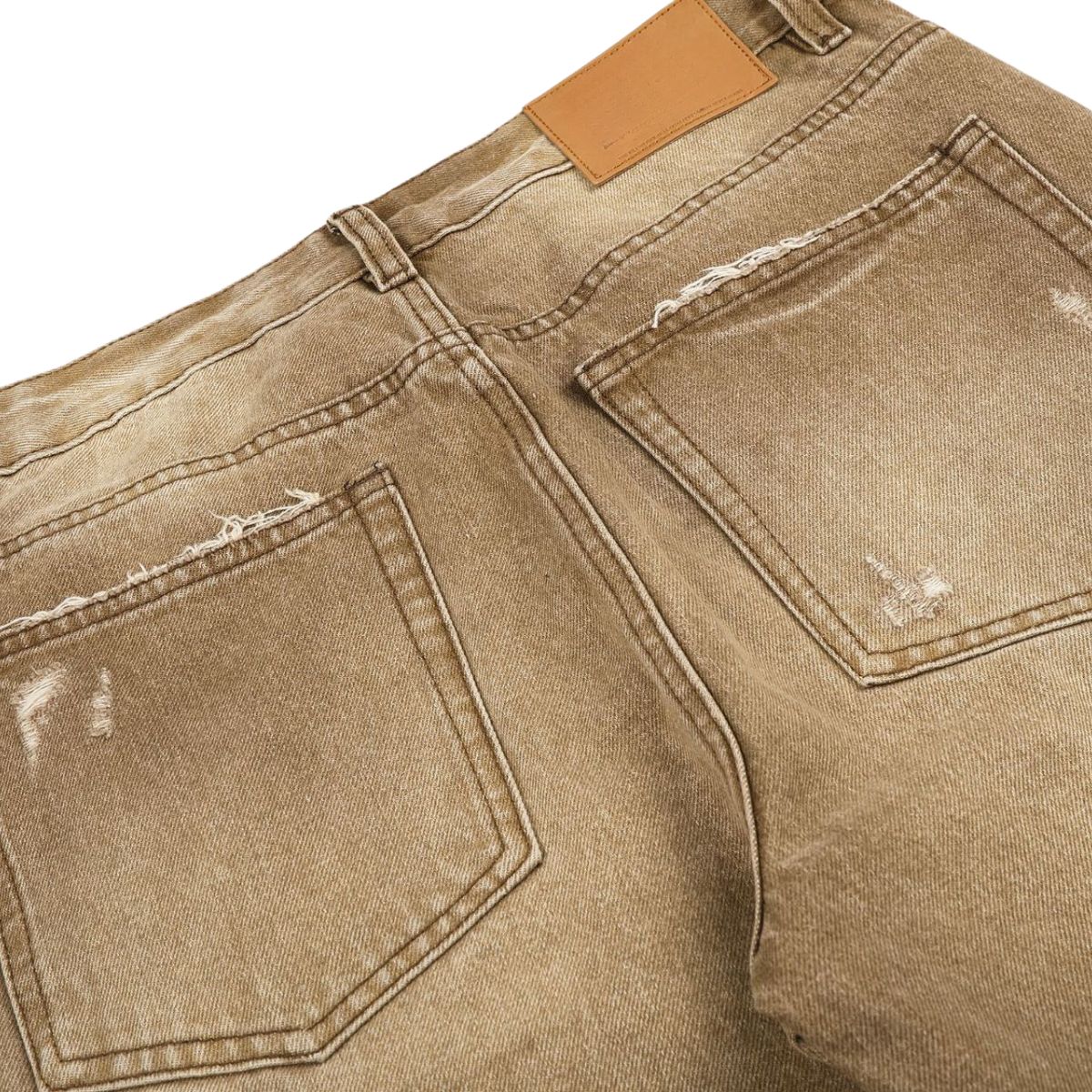 Ripped Whiskering Micro Flare Vintage Denim Jeans