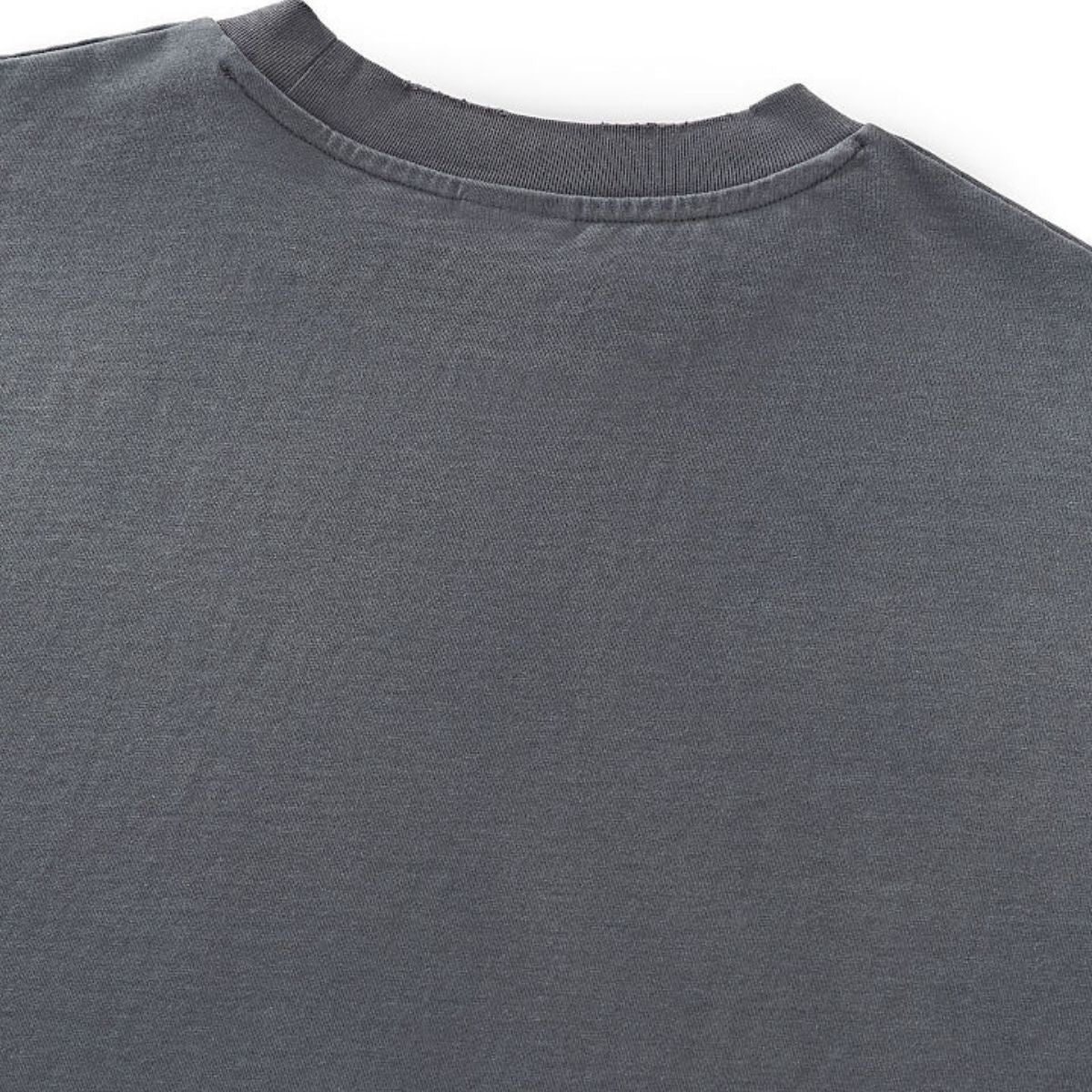Acid‑Wash Distressed Layered‑Look Contrast Long Sleeve T‑Shirt