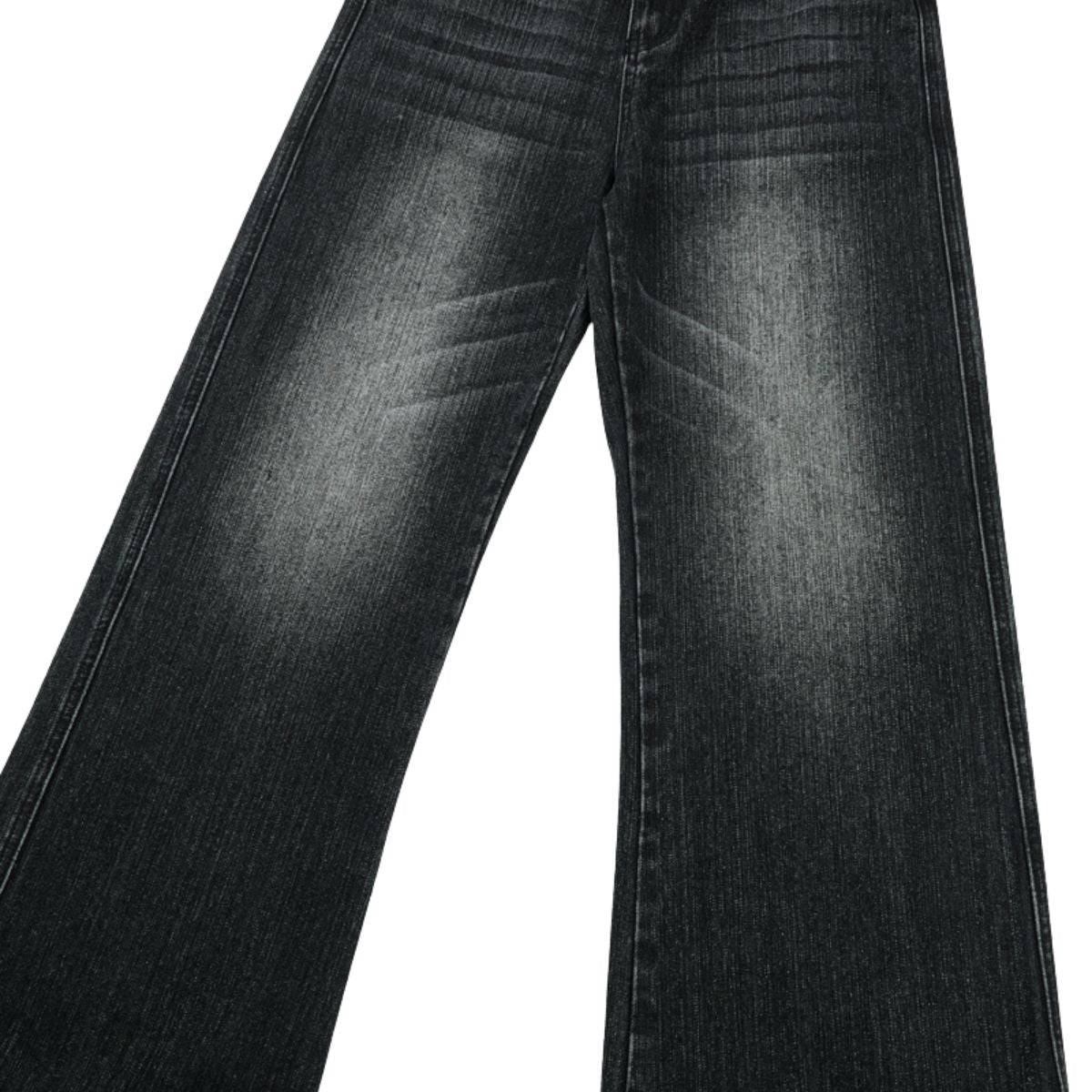 Vintage Washed Black Wide‑Leg Jeans