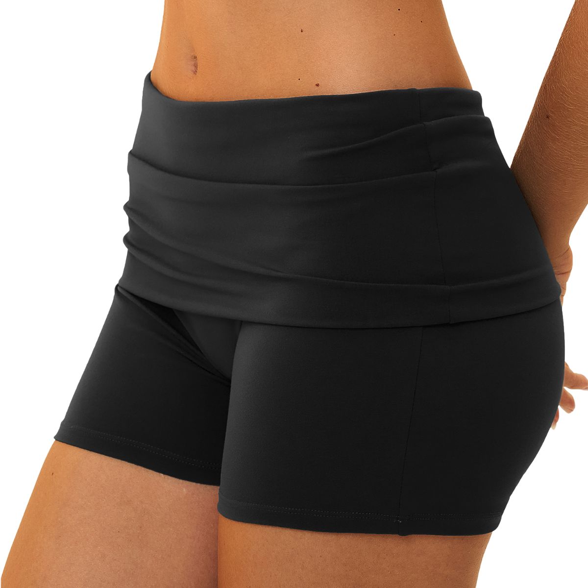 Folded Waistband Contoured‑Booty Elevated‑Feel Shorts