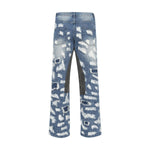 Smoke Rise Straight Leg Repaired & Distressed Patchwork Jeans