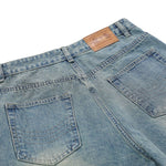Vintage Washed Asymmetrical Button Denim Bermuda Shorts