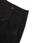 Embroidered Raw Denim Vintage Washed Loose Straight‑Leg Jeans