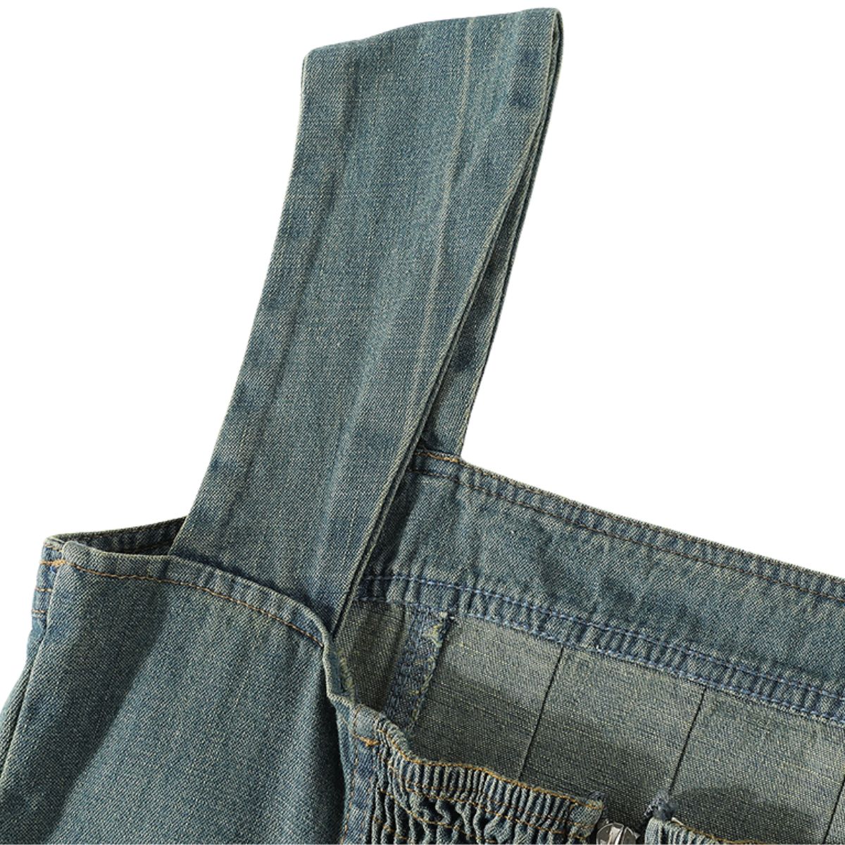 Falda vaquera con bordado de perlas y lavado vintage