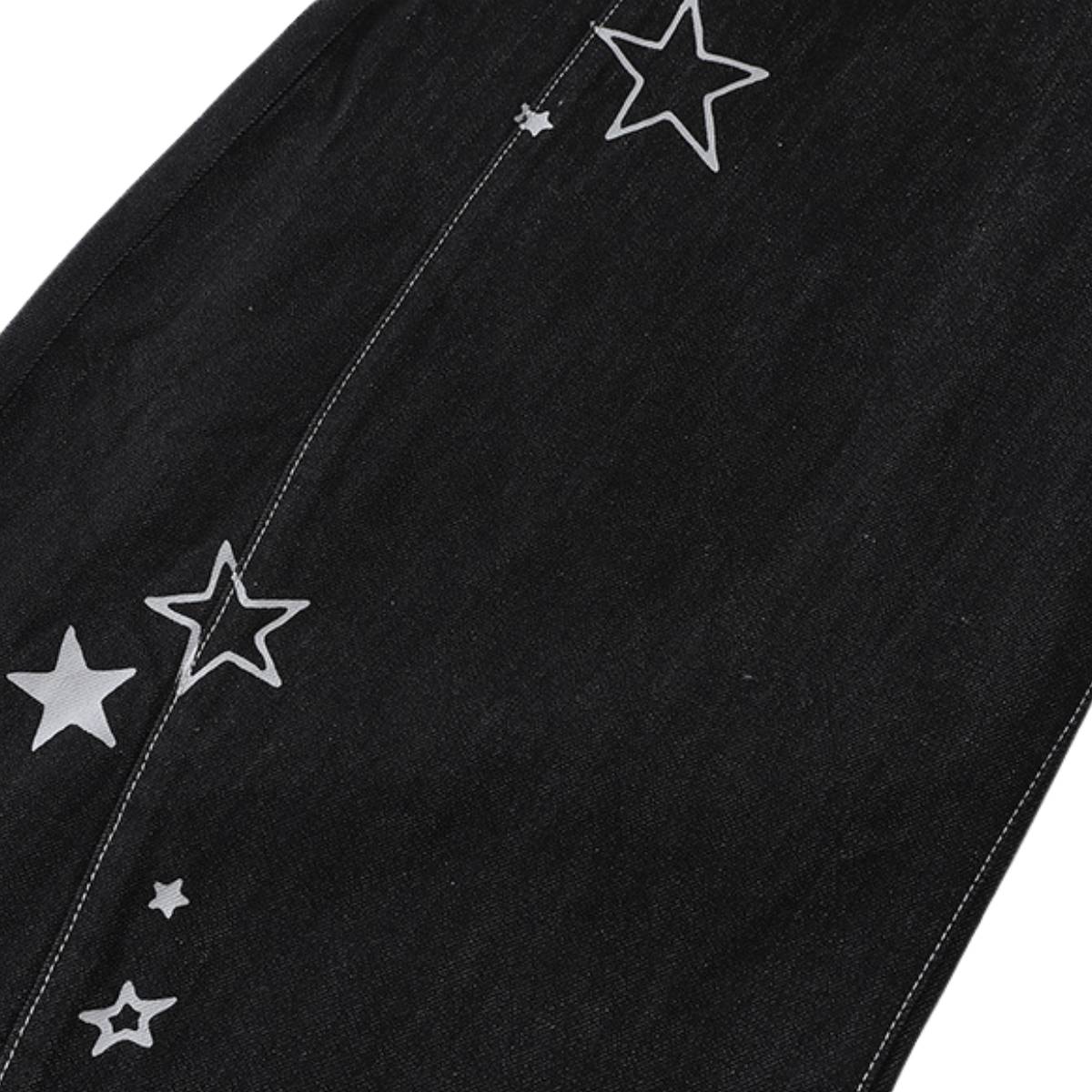 Y2K Star Mesh Layered Spliced Lace Baggy Wide-Leg Jeans