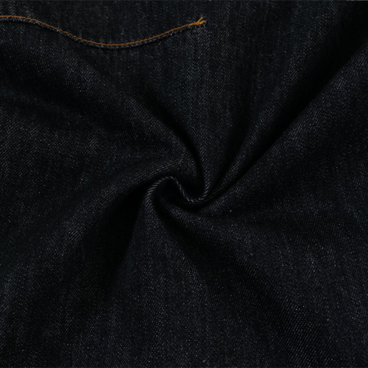 Men's Curved Crescent Denim Pants â€?Loose Wide-Leg Street Style