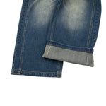 Vintage Whiskered Slub Relaxed Wide-Leg Denim Pants
