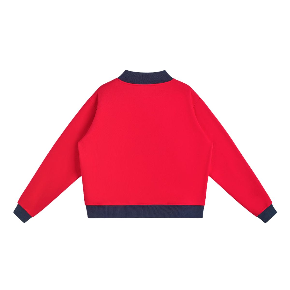 Mock Neck Sweatshirt With Contrast‑Color Stitching