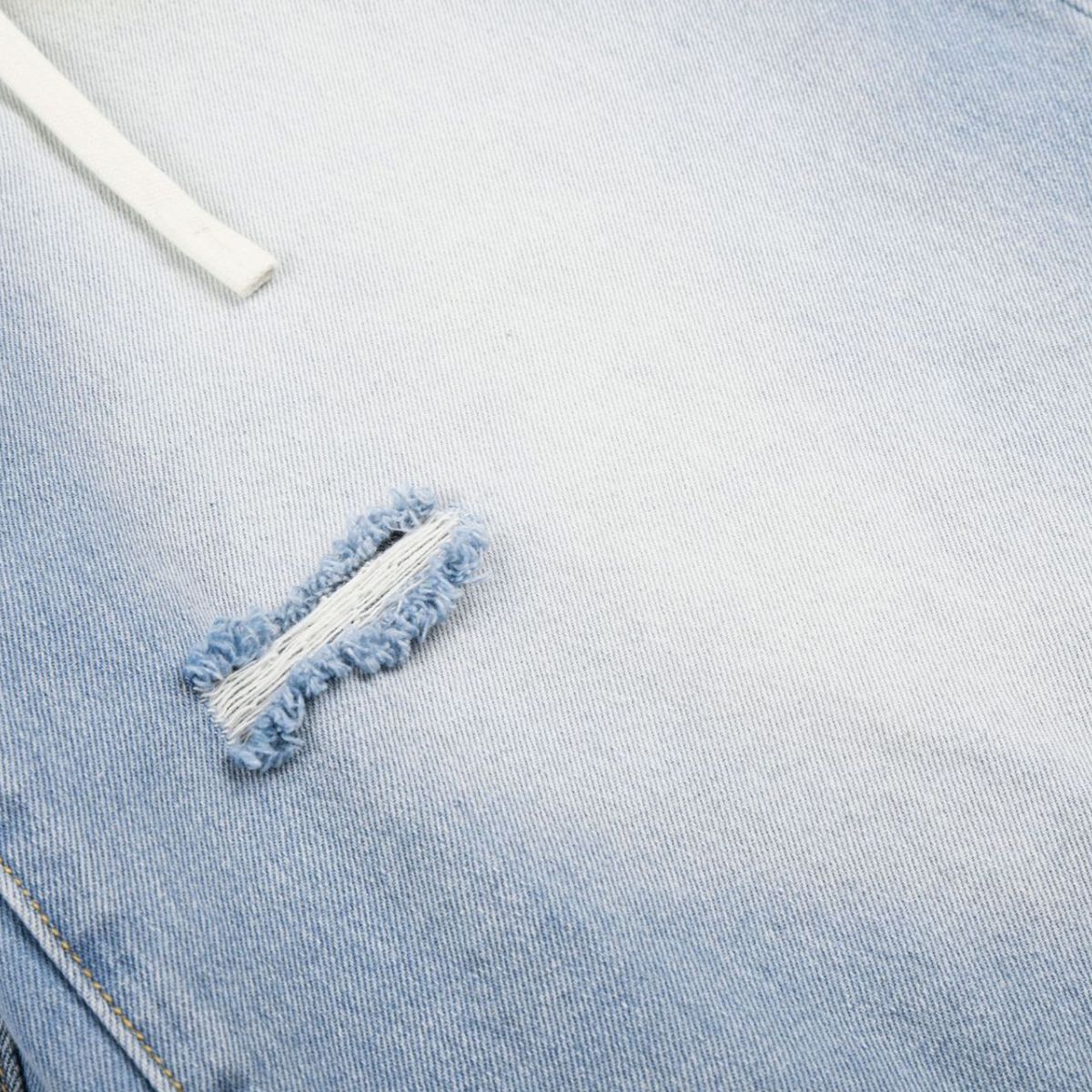 Vintage Washed Distressed Cat Whisker Denim Bermuda Shorts