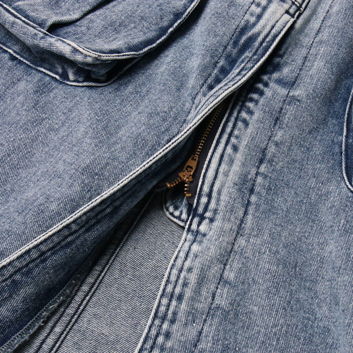 Raw Hem Cargo Denim Midi Skirt