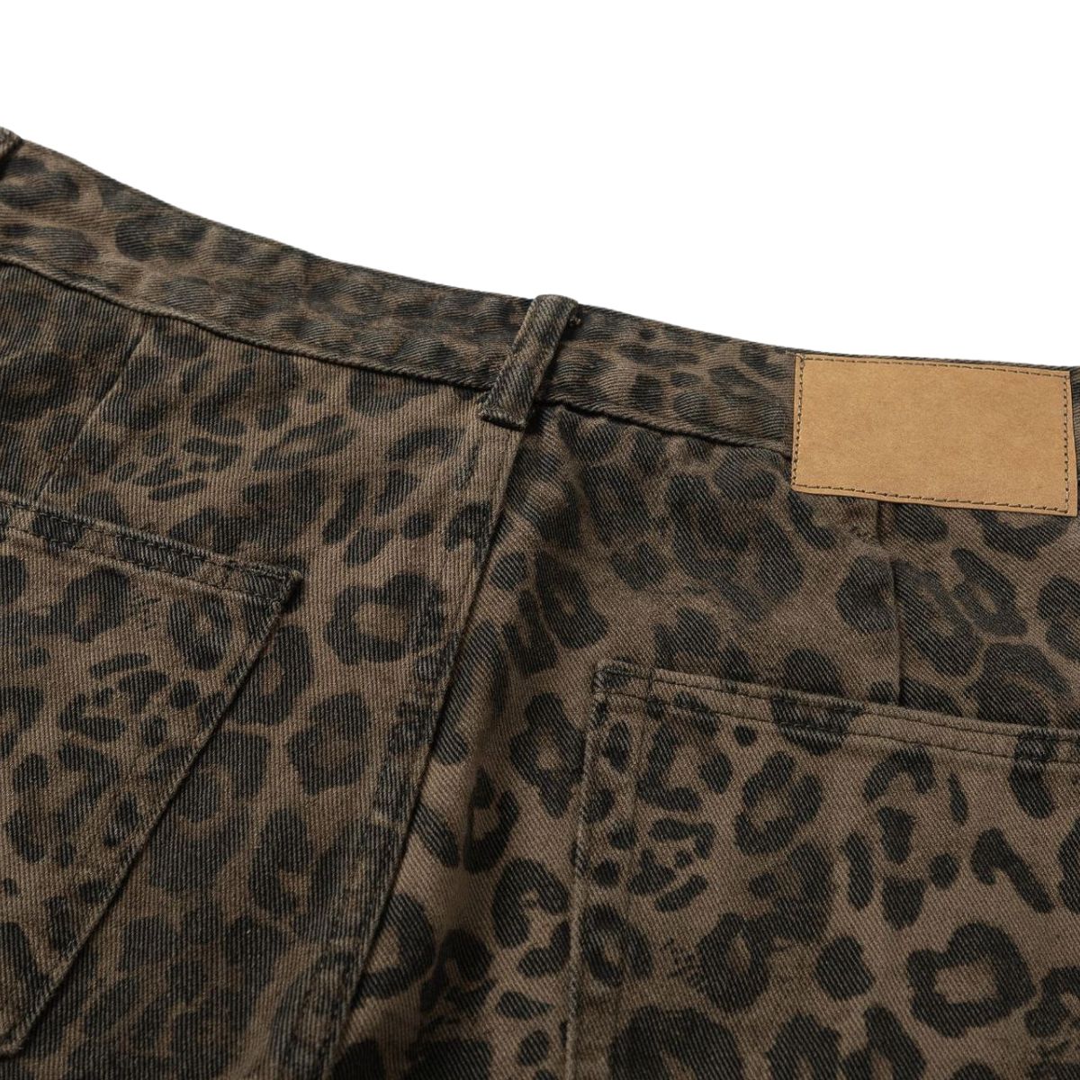 Vintage Leopard Print Loose Straight Leg Cargo Pants