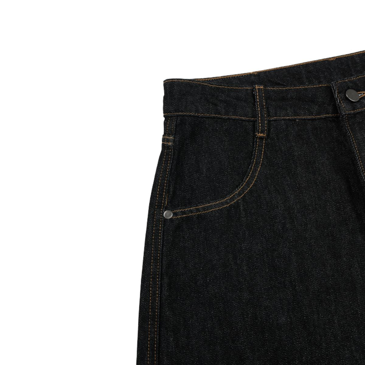 Raw Black Deconstructed Curved Wide‑Leg Jeans