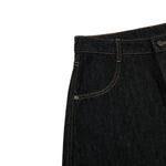 Raw Black Deconstructed Curved Wide‑Leg Jeans