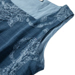 Sleeveless Patchwork Jacquard Denim Midi Dress