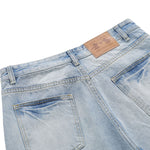 Vintage Washed Light Blue Whiskered Slim Flare Jeans